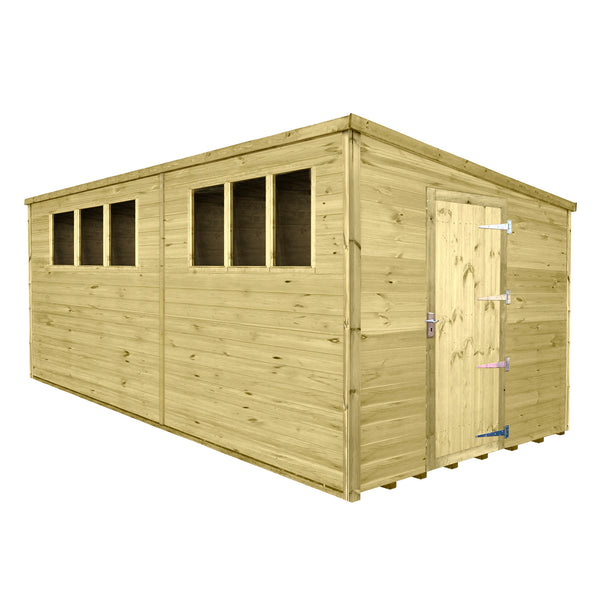 20x8 Deluxe Pent Shed, 6ft 7inch Tall, 15mm Cladding, Door Gable Right ...