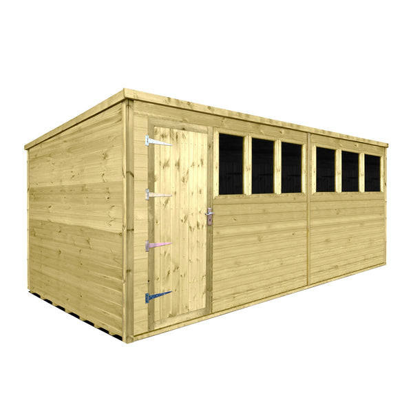 20x8 Deluxe Pent Shed, 6ft 7inch Tall, 15mm Cladding, Door Left – Atlas ...