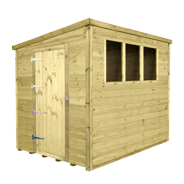 8x6 Deluxe Pent Shed, 6ft 7inch Tall, 15mm Cladding, Door Gable Left ...